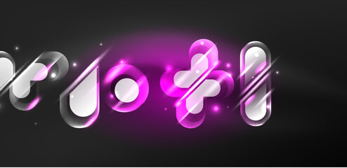 Abstract background glowing neon light geometric shapes. Space cosmic or magic energy vector wallpaper For Wallpaper, Banner, Background, Card, Book Illustration, landing page