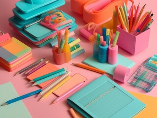 Colorful stationery assortment