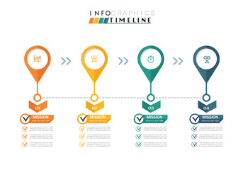 Infographic design template. timeline with icons and 4 options or steps. Can be used for process, presentations, layout, banner, web design vector illustration.