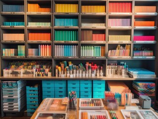 Colorful stationery assortment