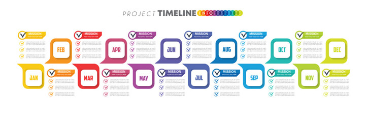 infographic Project timeline graph for 12 months modern diagram calendar, presentation vector infographic.