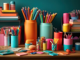 Colorful stationery assortment