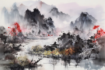 Fototapeta na wymiar Chinese landscape painting