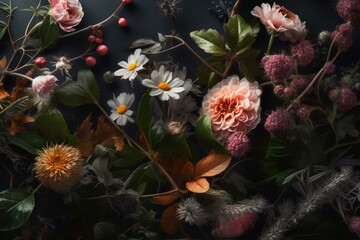 Transparent background with botanicals. Generative AI