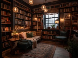 Cozy reading nook with book