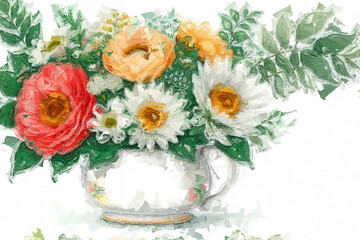 Beautiful abstract oil painting flowers and card