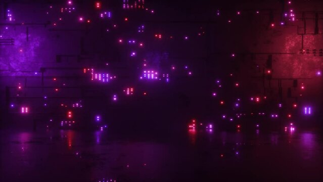 Digital Neon Glowing Wall Background