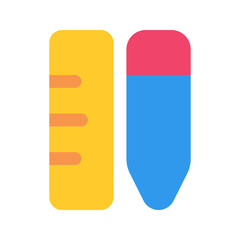 pencil and ruler flat icon