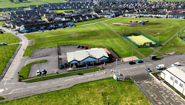 Aerial view of SPAR Craigyhill in Larne Town Co Antrim Northern Ireland 04-04-23