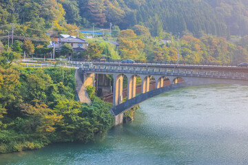 Fototapeta premium the Utsubo Dam, landscape of the Toyama countryside, Japan 31 Oct 2013