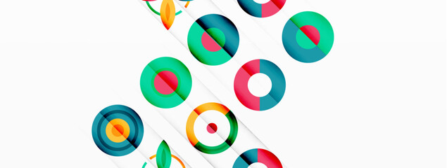 Colorful circles in a grid composition abstract background. Design for wallpaper, banner, background, landing page, wall art, invitation, prints, posters