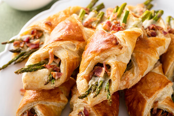 Puff pastry asparagus and bacon tarts for breakfast