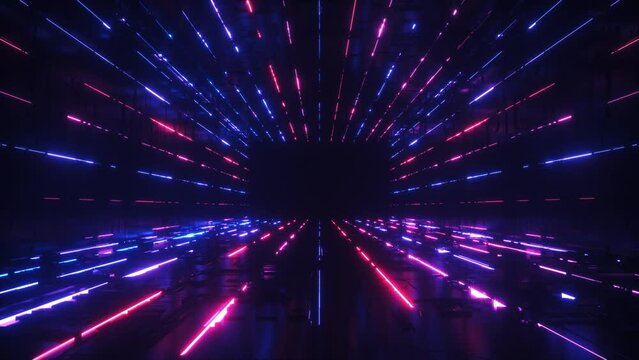 Neon Glowing Sci-Fi Futuristic Tunnel Background