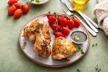 Roasted lemon and herb chicken drumsticks and thighs