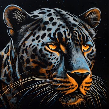 black leopard with blue eyes