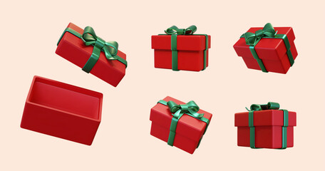 Red gift boxes element set