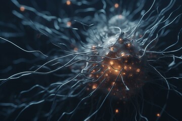 Idea of neurons in the brain. Generative AI