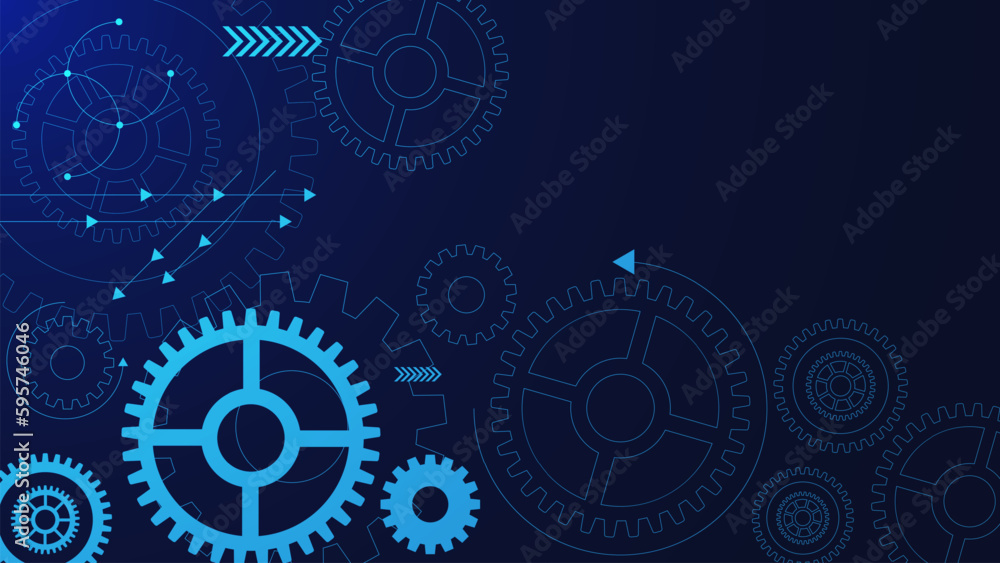 Poster gears mechanism digital technology and engineering with dots and lines connection. abstract technica