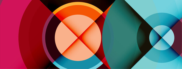 Fototapeta premium Circles with shadows trendy minimal geometric composition abstract background