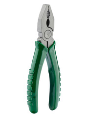 A set of toy tools isolated on a white background. Working tools for children, pliers. Plastic tools for builder games. Role-playing games for children