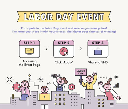 Labor Day. people who are working. Cute characters doing labor rights movement. Event banner template.