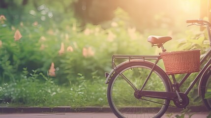 Fototapeta premium beautiful landscape image with Bicycle at park. Generative Ai.