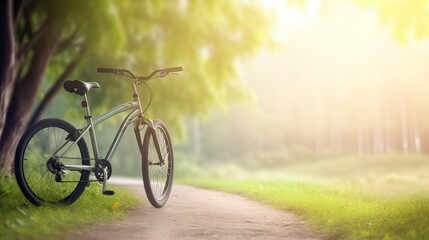 Fototapeta premium beautiful landscape image with Bicycle at park. Generative Ai.