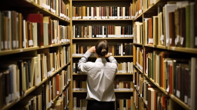 Librarian organizing books on a shelf, generative ai