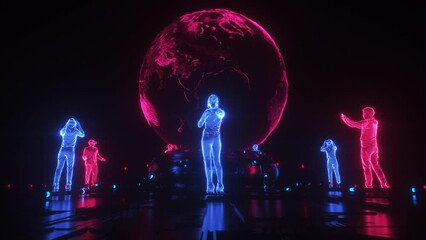 Metaverse HUD Characters and Earth Background