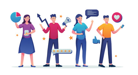 Digital Marketing social media people vector illustration
