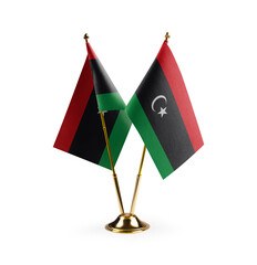 Small national flags of the Libya on a white background