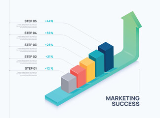 Arrow step up to success infographic template.