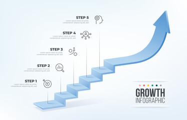 Arrow step up to success infographic template. - obrazy, fototapety, plakaty