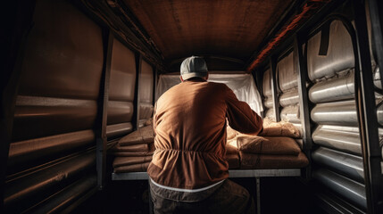 Fototapeta na wymiar truck driver transporting goods, generative ai