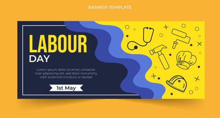 International Labor Day banner, May 1st, background, and vector design editable  in English with tools