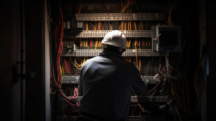 electrician fixing an electrical installation, generative ai