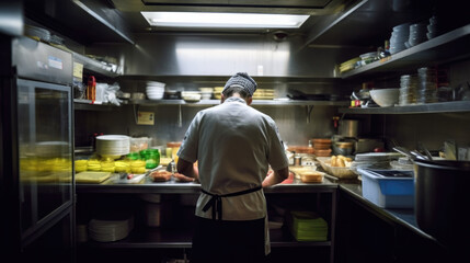 Fototapeta na wymiar chef preparing a meal, generative ai