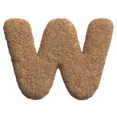 Sand letter W - Capital 3d beach font - Holidays, travel or ocean concepts