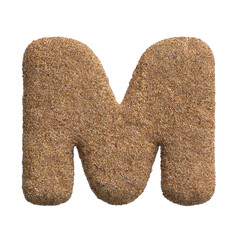 Sand letter M - Capital 3d beach font - Holidays, travel or ocean concepts