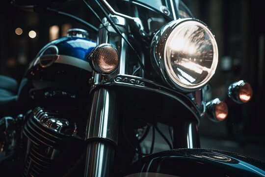 Police bike with Captain America headlight. Generative AI