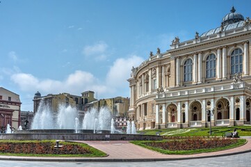 Fountain on the Theater Square in Odessa, Ukraine