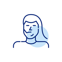 Transgender person transitioning from male to female. Gender affirmation therapy. Pixel perfect, editable stroke line icon