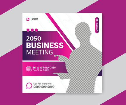 Business conference social media or Instagram post template and web banner vector layout