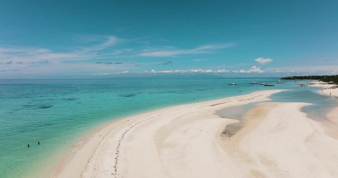Tropical landscape with a beautiful beach top view. Tropical beach scenery. Bantayan island, Philippines.