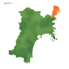 水彩風の地図　気仙沼市