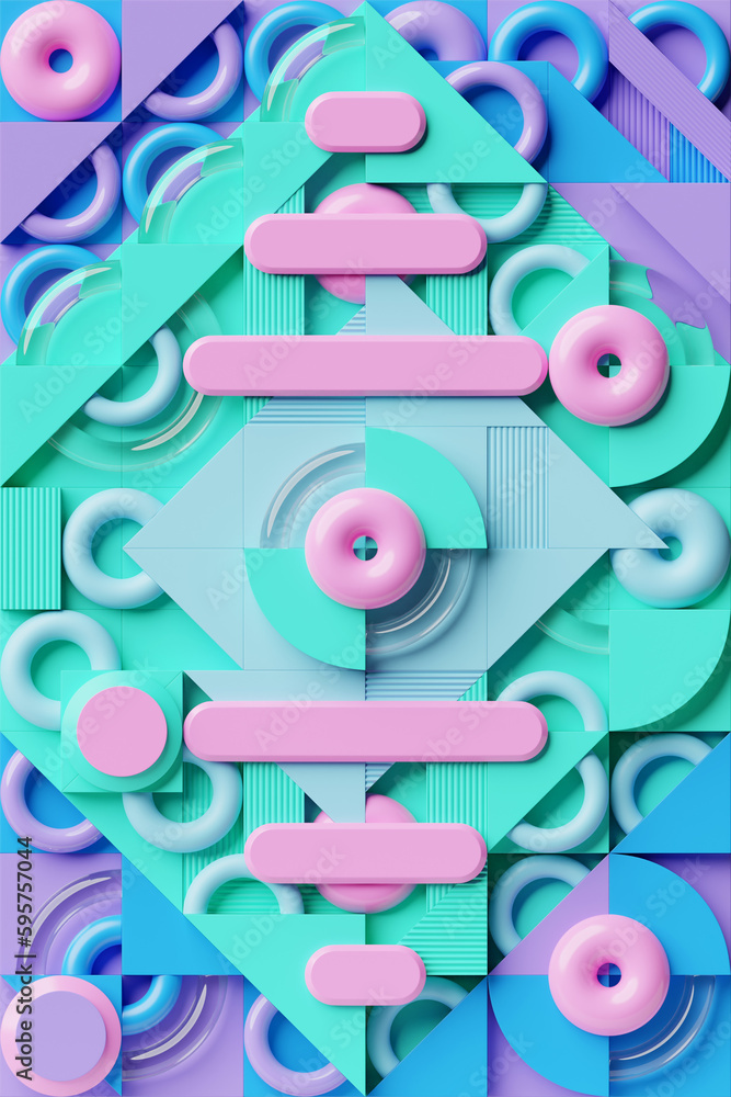 Poster 3d multicolor geometric shapes . abstract design elements. dynamic abctract pattern, 3d illustration