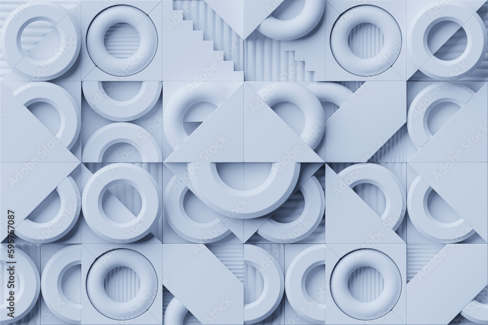Poster abstract geometric simple primitive shape. blue torus in a realistic texture on a geometric backgrou