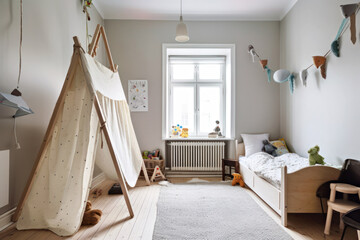Fototapeta na wymiar cute kids room design, Generative AI