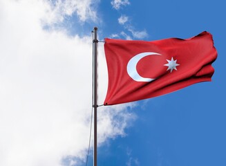 Waving Turkish Flag, Republic of Turkey - istanbul, Turkey