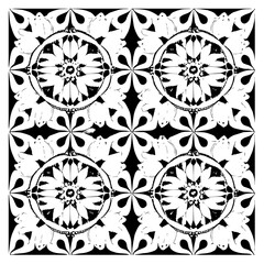 Flower clipart vector design black and white